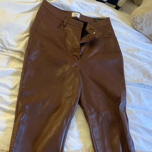 Wilfred Chestnut Faux Leather Trousers